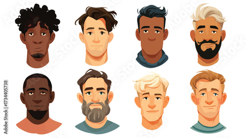 Diverse Male Face Avatars Collection for Professionals