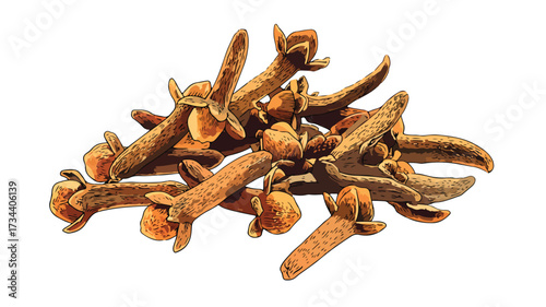 Elegant Dried Cloves Lined Vector Illustration for Culinary Design