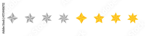 Golden star. set Silver star icon set. Isolated star shape vector set.