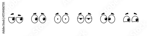 Cartoon eye set. Cute character emotion eyeshape.