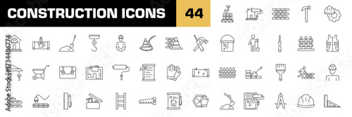 Construction icon set. Isolated construction vector set. Building icons line icon set.