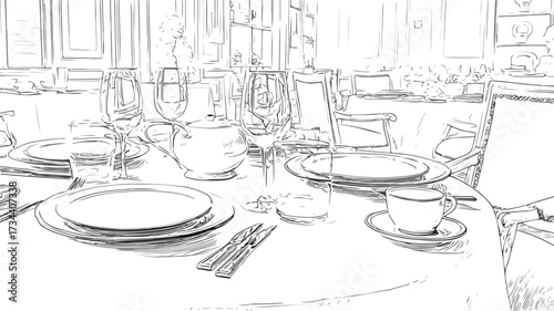Elegant Crockery and Plate Arrangement on Table