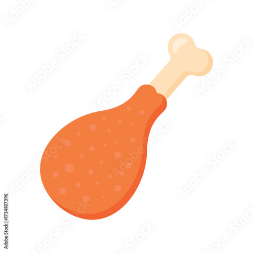 Fried chicken leg flat vector illustration on white background