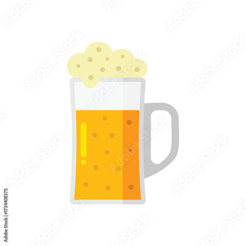 Glass of beer flat vector illustration on white background