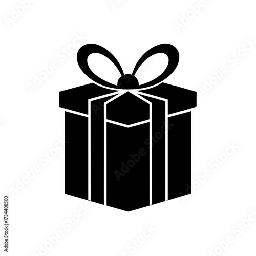 christmas gift box silhouette black vector icon style