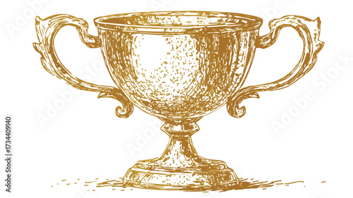 Elegant First Place Winner Cup Vector Illustration Hand Drawn Style