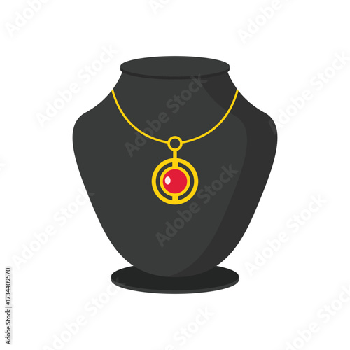 Gold chain on neck dummy flat vector illustration isolated on white background