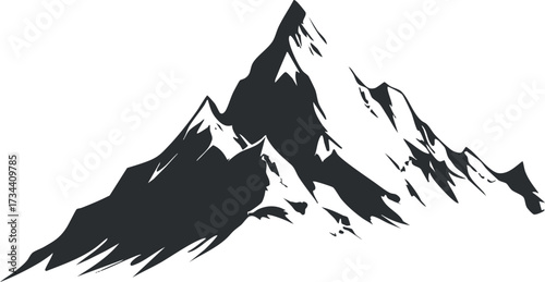 Stylized silhouette of a mountain range ideal for outdoor and adventure themes..