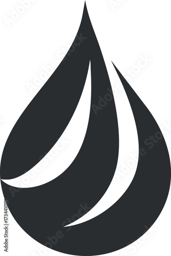 A stylized water drop symbol representing purity and sustainability in design..