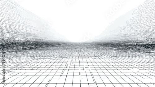 Futuristic Perspective Grids and Retro Wireframes Design Elements