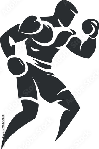 Dynamic silhouette of a boxing fighter showcasing athleticism and strength in motion..