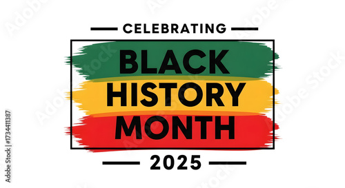 Black history month 2025 celebrating with green, yellow, and red colors isolated on transparent background