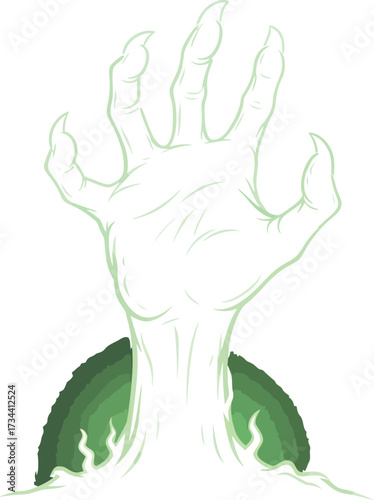 Eerie glowing hand emerges from darkness, clawed fingers reaching out