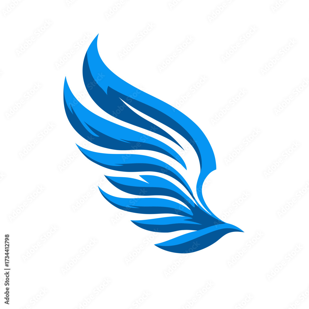 Obraz premium Abstract depiction of a wing, utilizing various shades of blue on white