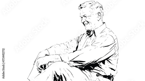 Cheerful Senior Man Smiling Sideways in Portraiture