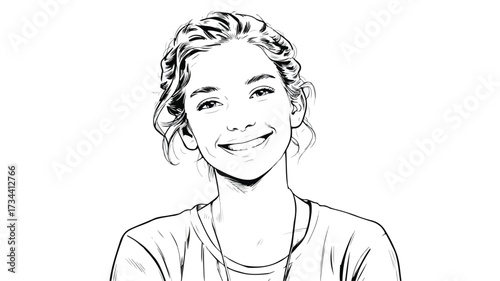 Cheerful Teenage Student Smiling in Positive Expression