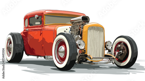 Speedcar Hot Rods Muscle Racing Vector Illustration for Adobe Stock