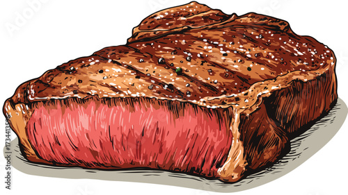 Succulent Juicy Steak Clipart Vector Illustration