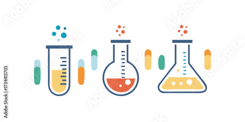 Science laboratory icons on white background. Chemistry icon vector Illustration.vector icon