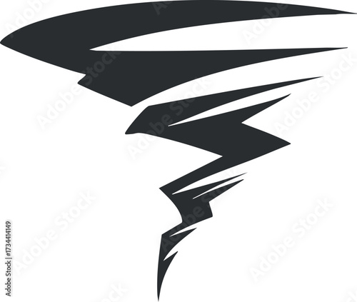 Stylized tornado icon representing weather phenomena and natural disasters in a dynamic design..