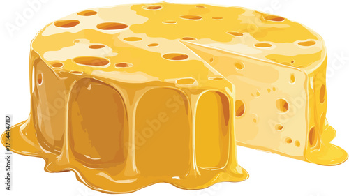 Cheese Melting Vector Illustration on White Background