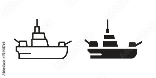 Warship icons simple vector set. logo sign symbol set