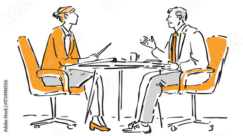 Corporate Discussion: Professional Man and Woman Talking in Business Meeting
