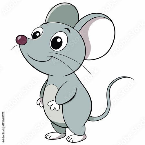 Adorable cartoon mouse with big ears