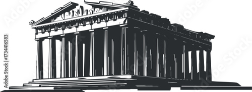 Illustration of an ancient Greek temple with iconic columns and historical significance..