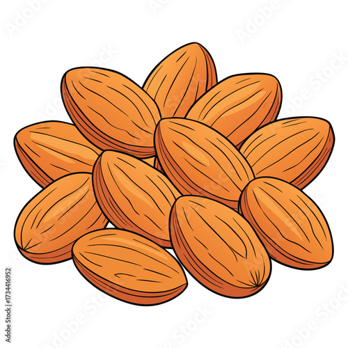 Illustration of a pile of almonds, close up view