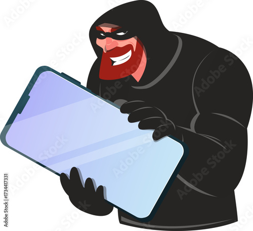 thief wearing black mask stole  cell phone