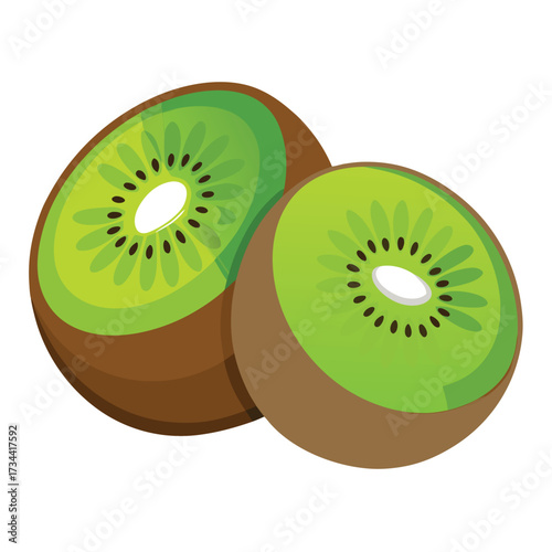 Two halves of a kiwi fruit, a healthy snack