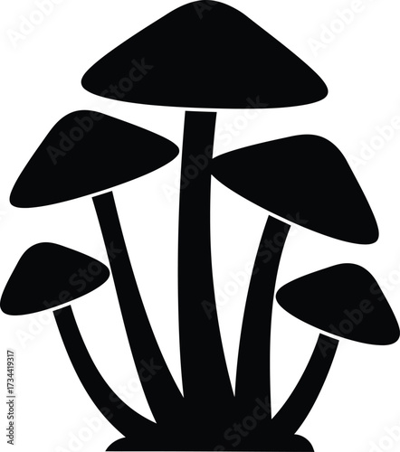 Black silhouette mushroom illustration vector scalable graphic icon for eps file download