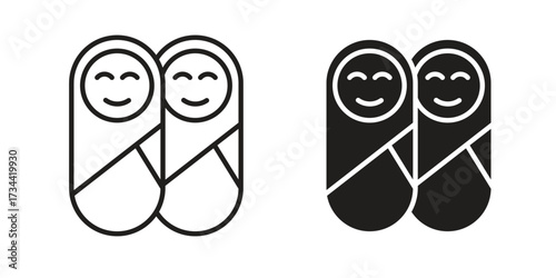 Twin icons simple vector set. logo sign symbol set