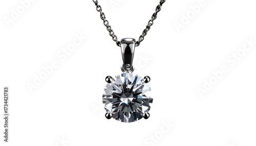 Sparkly solitaire pendant necklace with diamond on black background