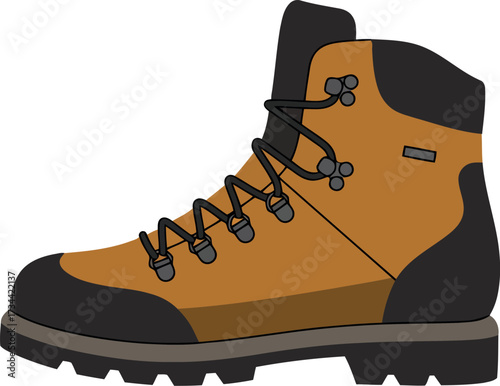 Rugged outdoor hiking boots tan black laced footwear vector