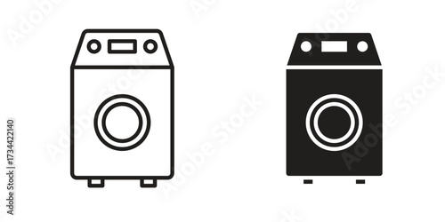 Top load washer icons simple vector set. logo sign symbol set