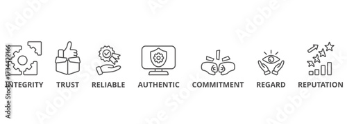 Credibility banner lineal icon vector illustration