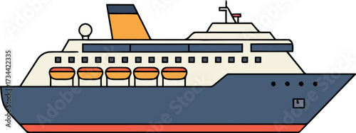 Modern cruise ship illustration ocean travel vessel leisure voyage vector
