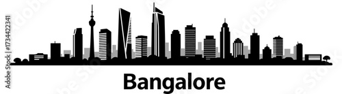 Bangalore skyline silhouette on white background