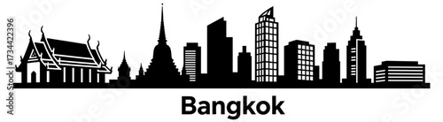 Bangkok skyline silhouette on white background