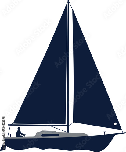 Sleek dark sailboat gliding on water vector art vector