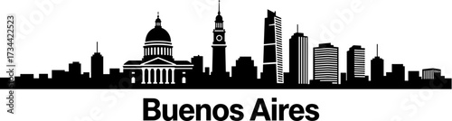 Buenos Aires skyline silhouette on white background