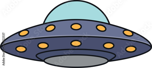 Retro sci-fi ufo spaceship flying saucer cartoon illustration vector