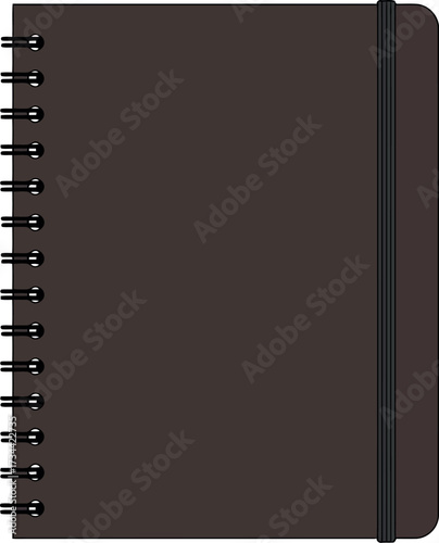 Elegant burgundy notebook with elastic band and spiral binding business or study vector