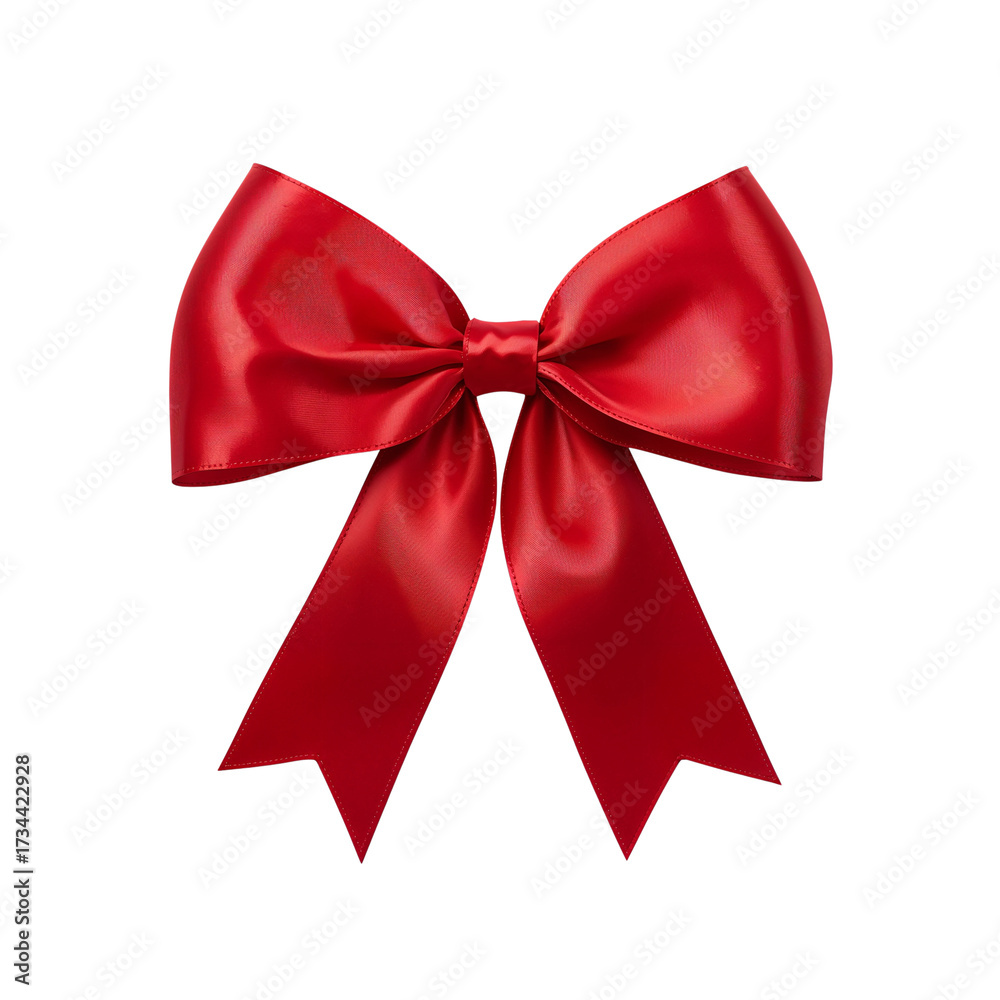 Fototapeta premium Elegant red satin ribbon bow isolated against a black backdrop for festive occasions