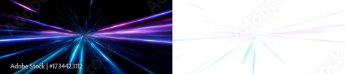 Colorful Light Rays Burst Abstract for Design Display on Black and Transparent Background, cutout, png