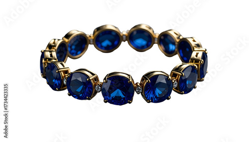 Gold bracelet with vibrant blue gemstones on black background