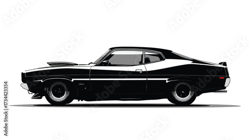 Vintage Classic Car Side View Muscle Car Silhouette