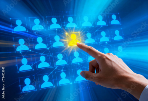 Choosing a standout user from digital network icons - business concept choosing candidate